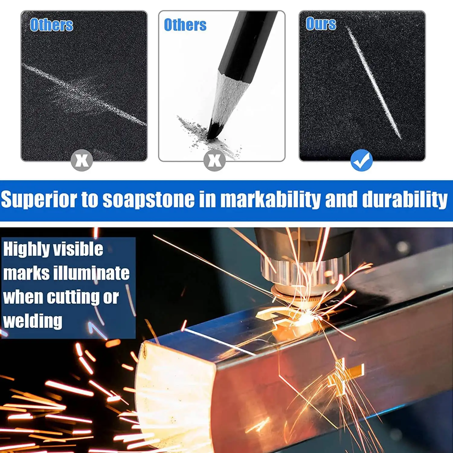 Metal Welding Markers for Pipe Welder Structure, 2 solda com 48 recargas, lápis mecânico, carpintaria