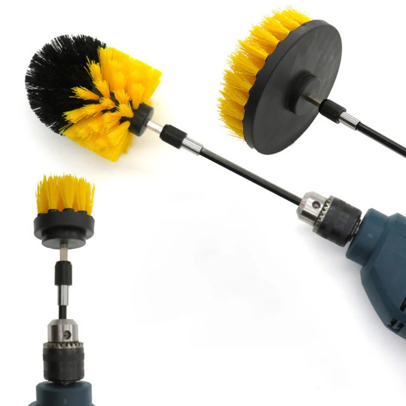 Drill Brush Attachment Set Power Scrubber Wash Cleaning Brushes Tool Kit with Extension for Clean Car Wheel Tire Glass windows