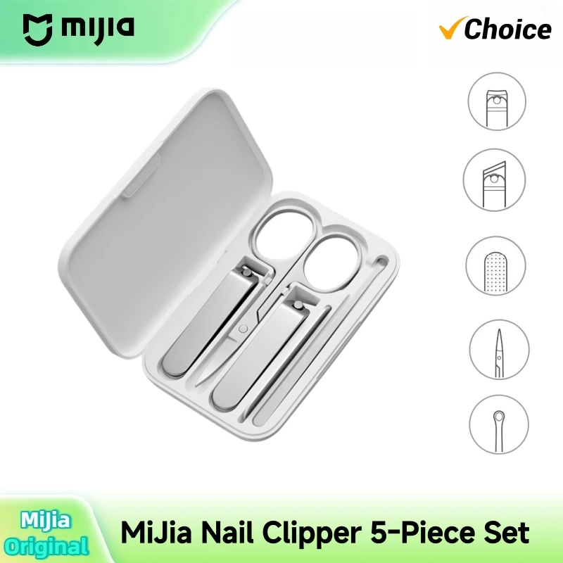 

Mijia Nail Clipper Set Five Piece Stainless Steel Magnetic Design Trimming Care Complete Portable 5 in 1 Travel Set