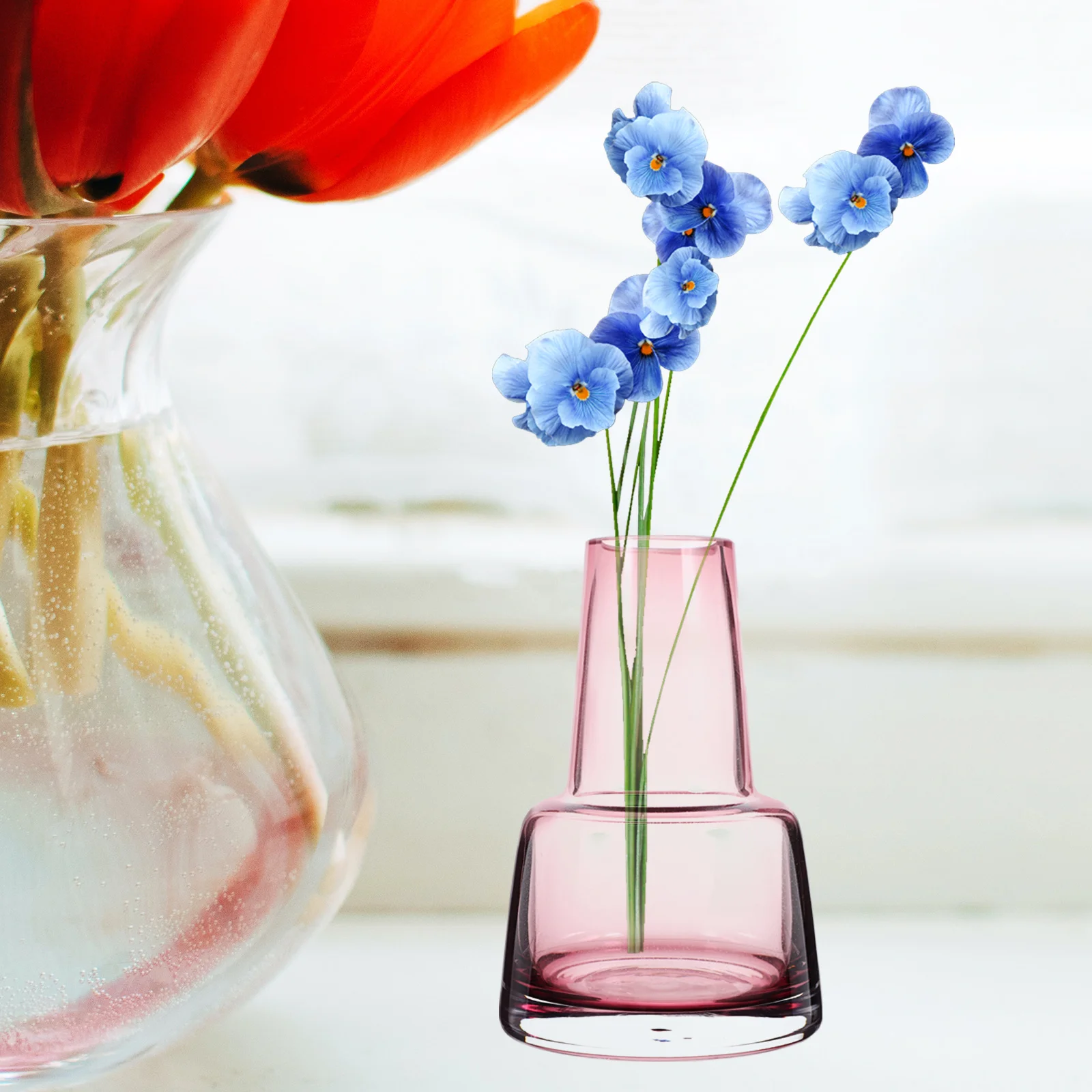 

1Pcs Glass Flower Vase Transparent Chic Decorative Floral Bottle for Home Office Coffee Bar Decoration