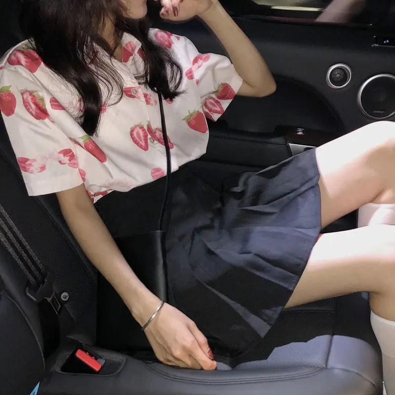 

Korean Ghost Girl with Strawberry Summer Short-sleeved Shirt Fresh Casual Cute Top