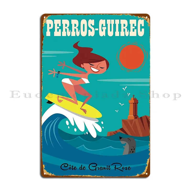 Perros Guirec Poster Metal Sign Plaques Pub Club Vintage Printed Cinema Tin Sign Poster