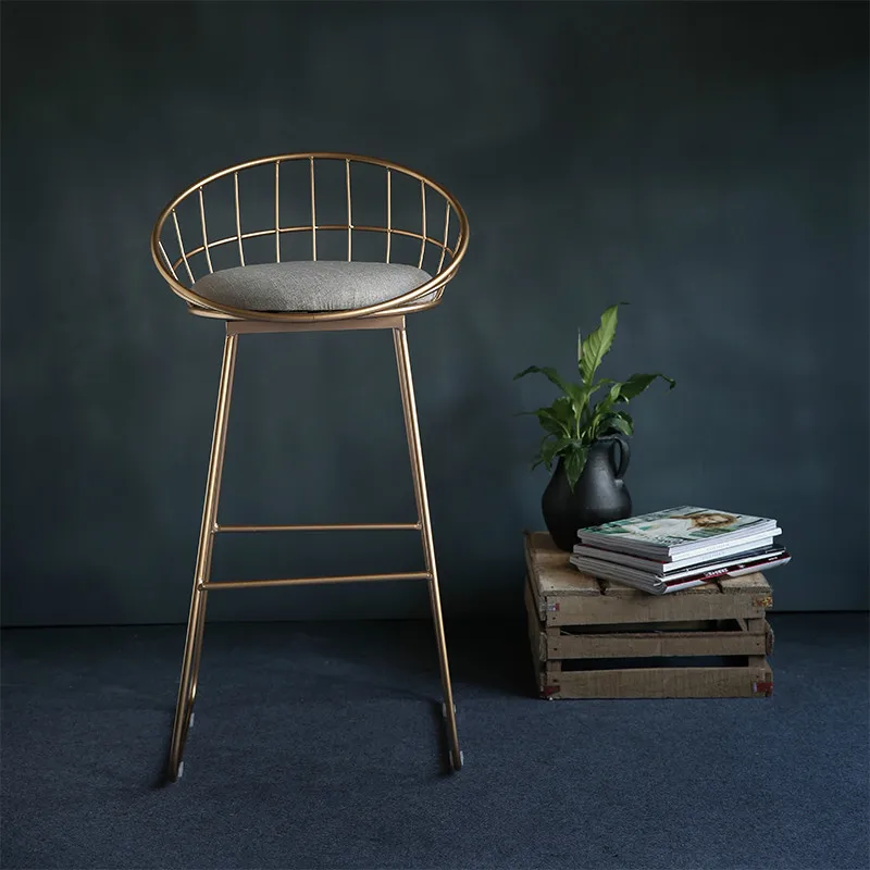 Simple Bar Stool Wrought Iron Bar Chair Gold High Stool Modern Dining Chair Iron Leisure Chair Nordic Bar Chair 45/65/75/85cm