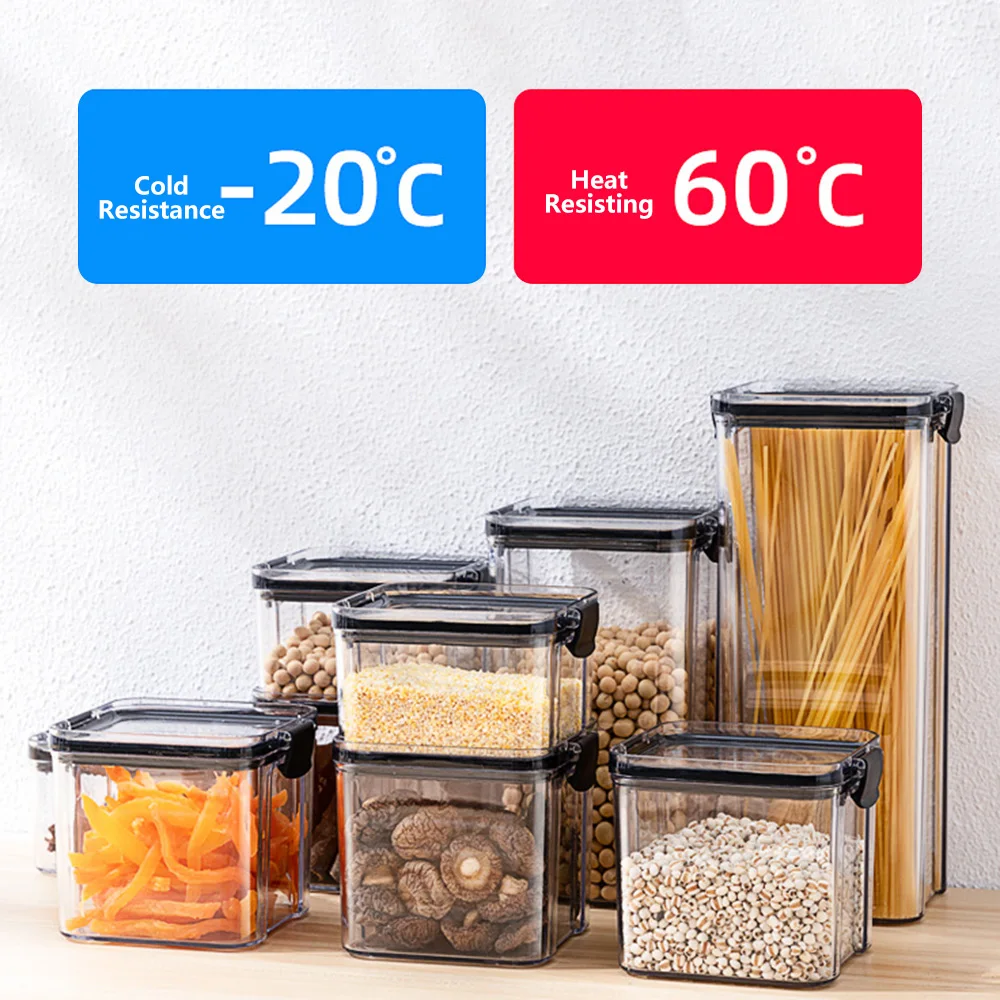 Sealed Plastic Food Storage Box Cereal Candy With Lid Dry Can Refrigerator Storage Container Household Items Kitchen Organize