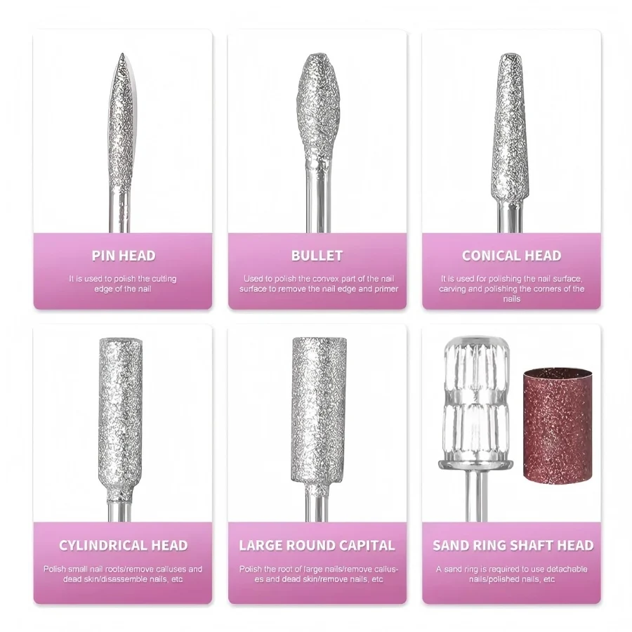 プロ用ネイルマシン 45000RPM 電動ネイルドリル ホワイト ピンク パープル ネイルサンダー ジェル キューティクルリムーバー