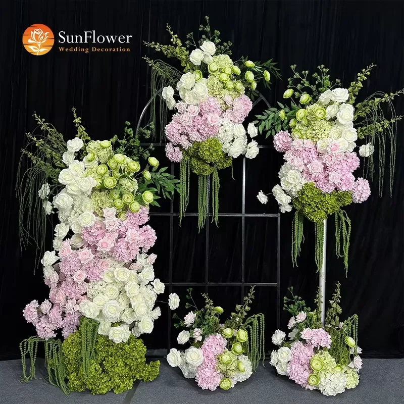 Sunwedding Factory Direct Sales pink White Hydrangea Boutique Silk Flower Shopping Mall Decoration Wedding