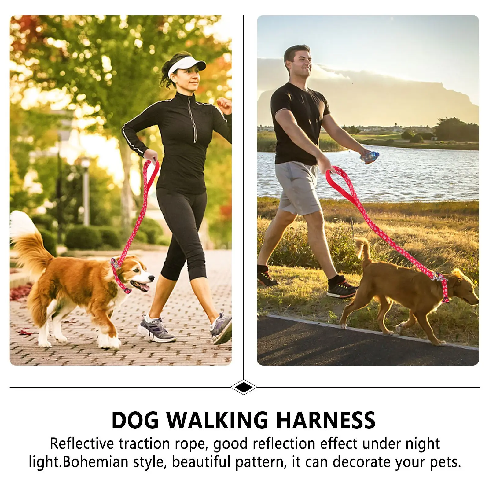 

1Set Christmas Theme Pet Leash Collar Set High Quality Safe for Pets Skin Adjustable Pet Leash Collar Set Dog Rope with Strap