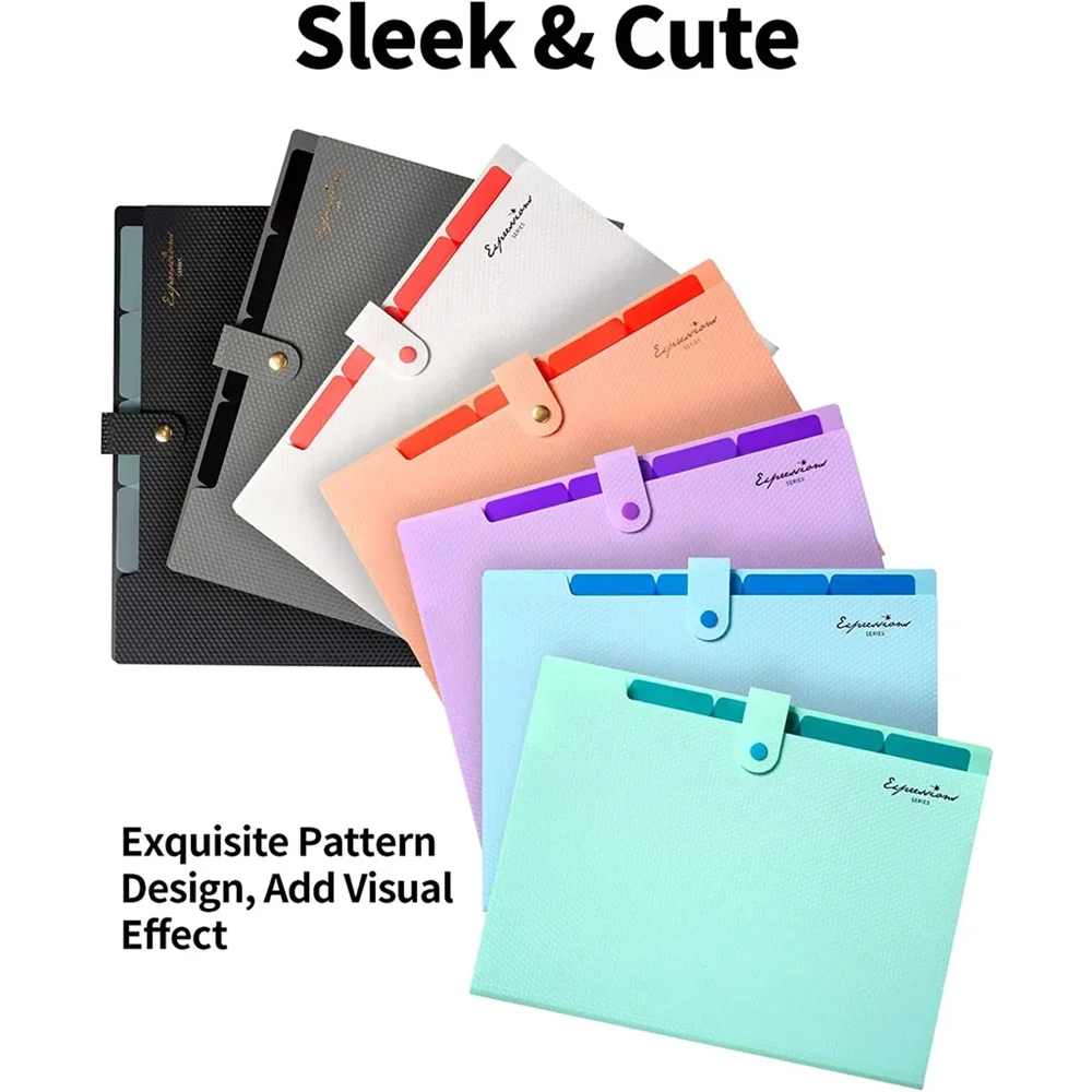 A4 Diamond Pattern Expanding File Folder 5 Pocket Sorting Folders For Documents Paper Organizer School Office Portable Supplies