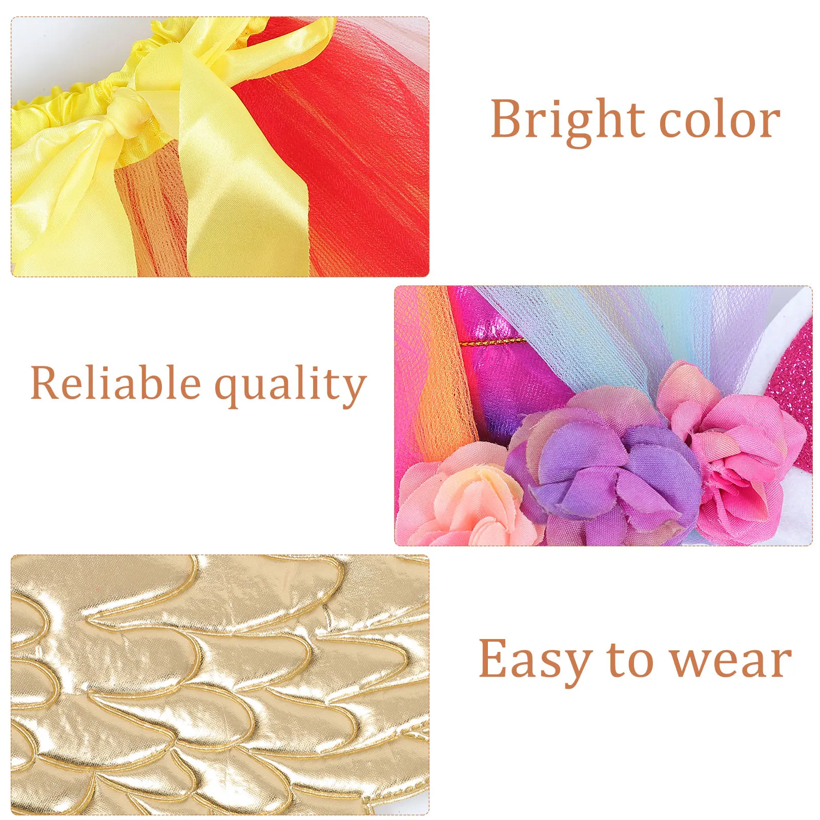 

Unicorn Headband Costume Set Kids Clothing Performance Props Carnival Stage Accessory Angel Cosplay Dress Polyester Photo