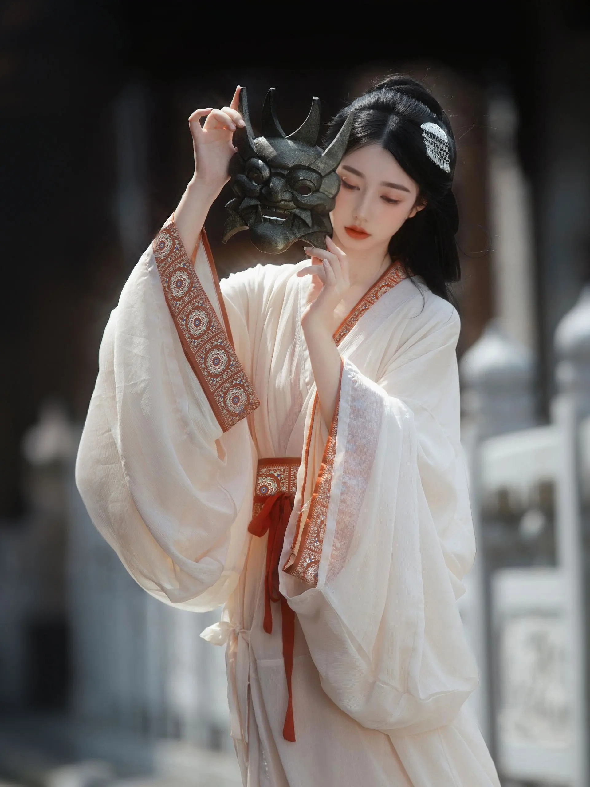 رداء Hanfu النسائي ذو الدول المتحاربة، نموذج ترميم قبة ماشان تشو، ذيل مستقيم للربيع والصيف، صيني تقليدي