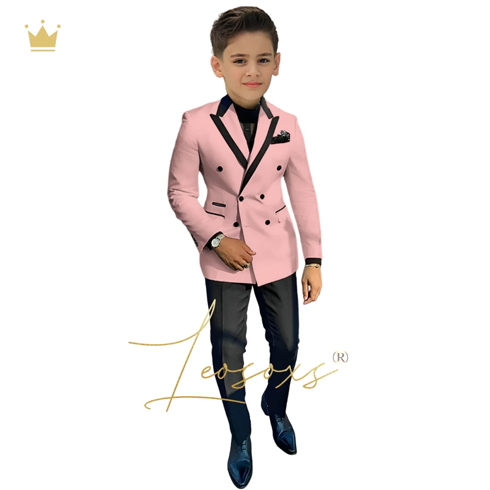 Traje de vestido de moda para niños, traje de 3 piezas, cuello de pistola, chaqueta a juego de colores, chaleco, pantalones, esmoquin de fiesta de boda personalizado