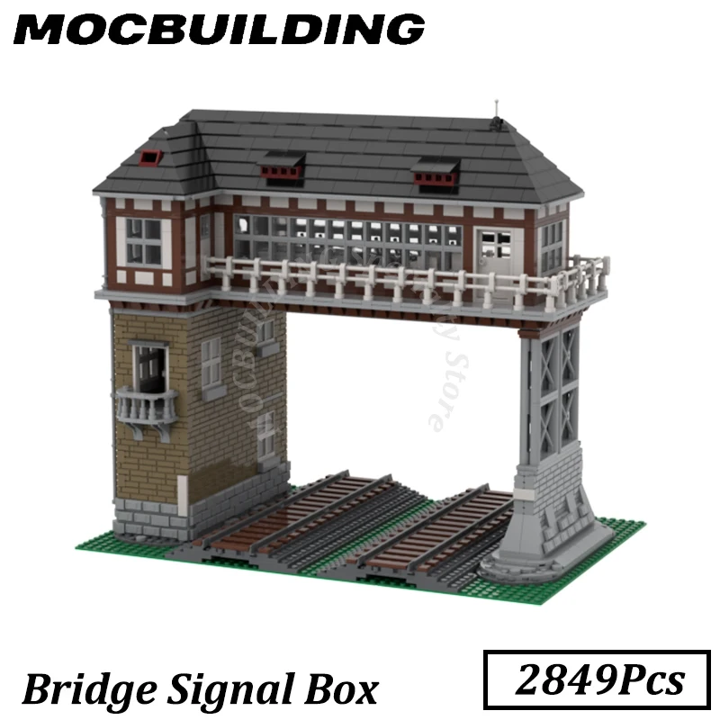 MOC Blocos de Construção de Bridge Signal, Acessórios Ferroviários, Model Display, Tijolo Brinquedos, Construção Presente, Natal Presente