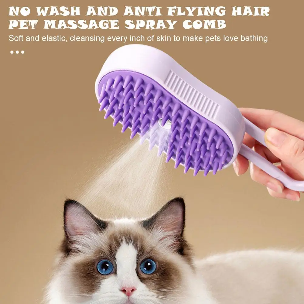 3in1 Cat Steam Brush Steamy Dog Brush Electric Anti-splashing Hair Massage With Comb Brush Spray Comb Pet Steam Removal Gro H0L2