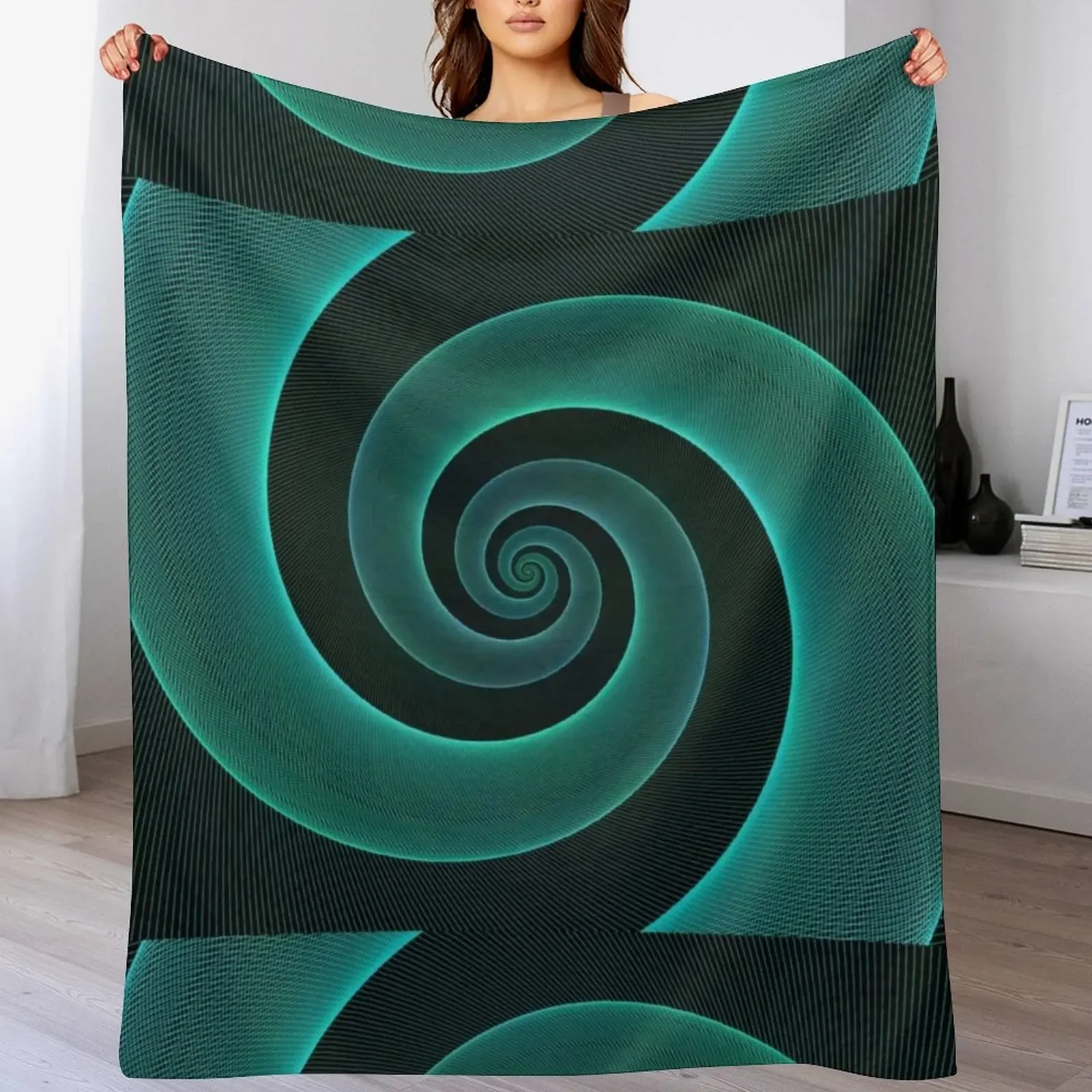 

Turquoise Spiral Vortex hipsterswirls Throw Pillow Throw Blanket All Season Soft Lightweight Blanket for Home