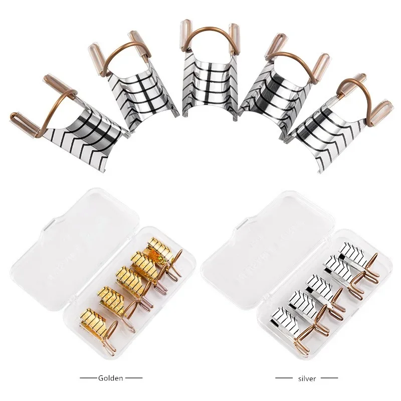 5 Stks/set Nail Art Reusablee Aluminium Nagel Pallets Tips Vormen Voor Uitbreiding Manicure Nail Tips Gids Builder Gereedschap Kit