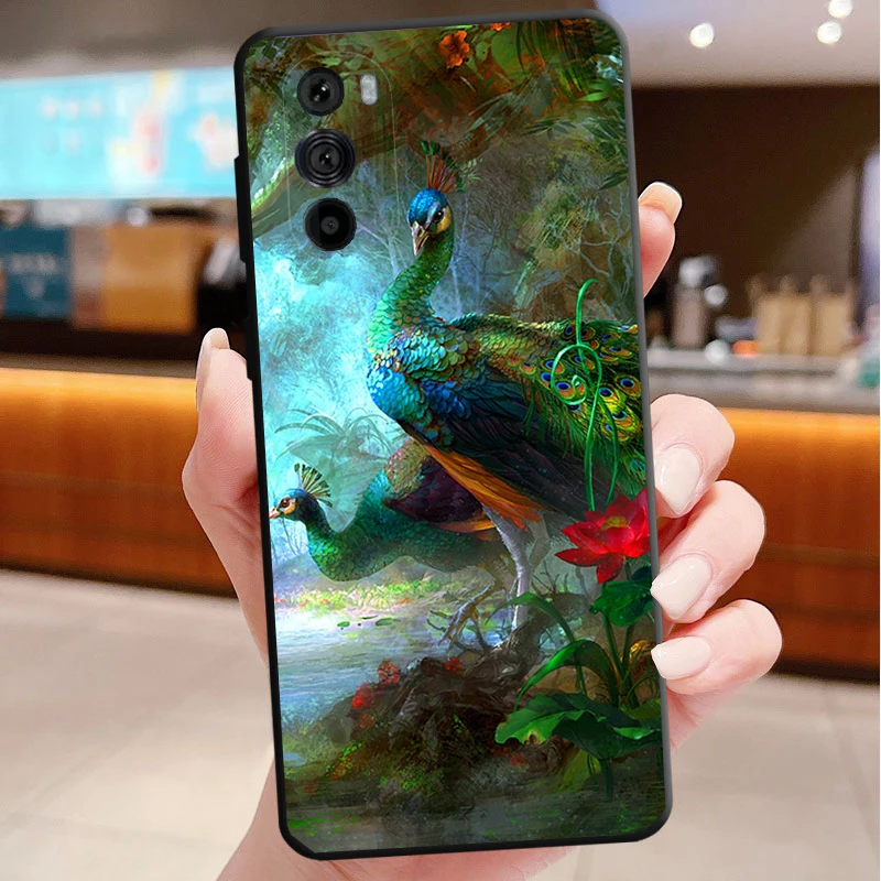 

Phone Case For Motorola Edge 50 40 Pro 60 50 40 30 Ultra Neo Fusion Moto G85 G72 G53 G54 G84 G13 G32 Peacock Feathers