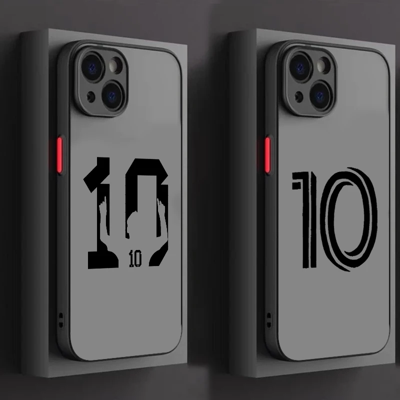 

Football Stars No.10 7 8 Logo Frosted Translucent For Apple iPhone 15 14 13 12 11 XS XR X 8 7 SE Pro Max Plus Mini Funda