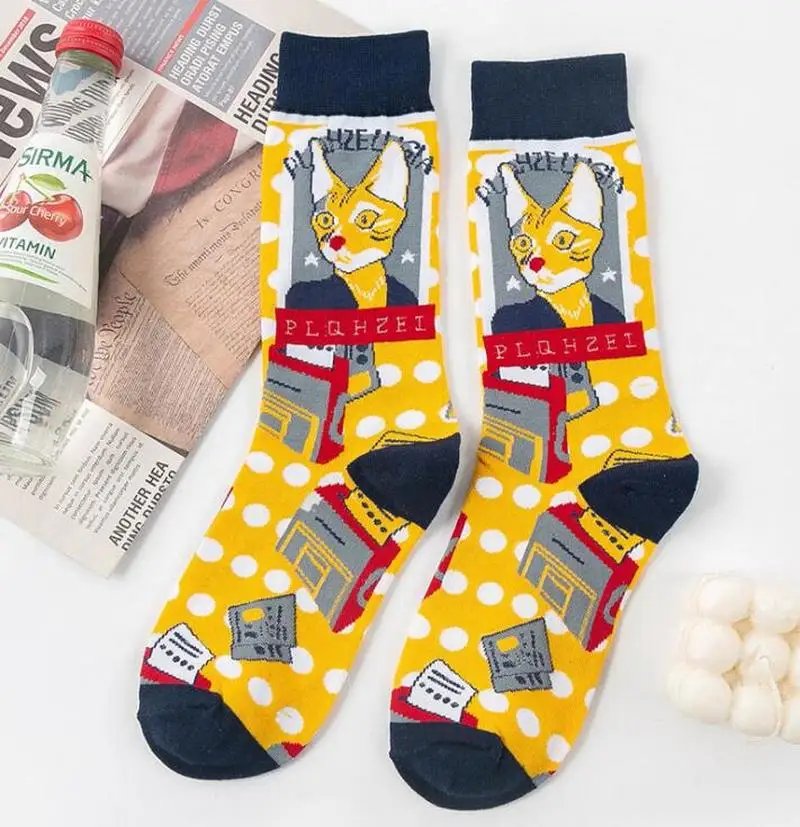 New Animation Women Socks Cotton Care for Eyes Series Personality Fashion Cute Socks Female with Visual Chart Novetly 179