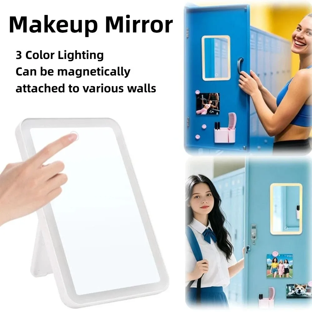 Magnifying LED Makeup Mirror 3 Color Lighting Touch Screen Cosmetic Mirror with Stand Dimmable Table Makeup Mirror