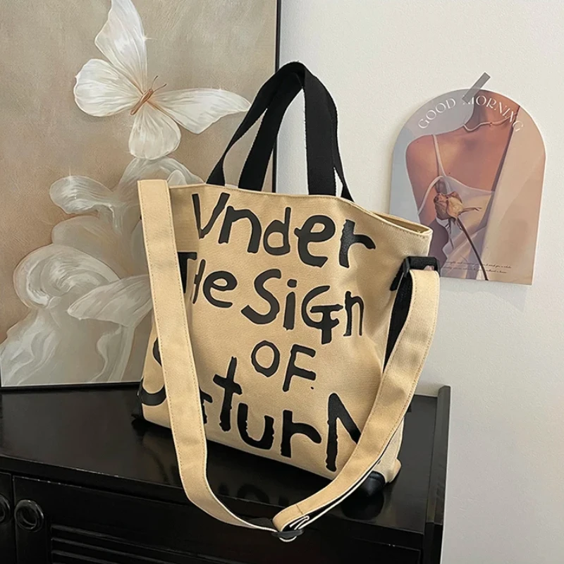 Neue Leinwand Reiß verschluss Brief Muster Jugend Frauen tasche hochwertige große Kapazität Einkaufstasche Mode lässig sexy Umhängetasche