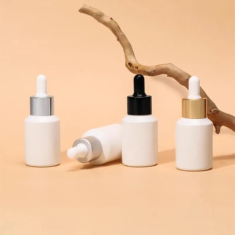 10/25pcs 30ml Empty Dropper Bottles White Glass Essential Oil Bottle With Pipette Attar oil Bottle Refillable Bottle