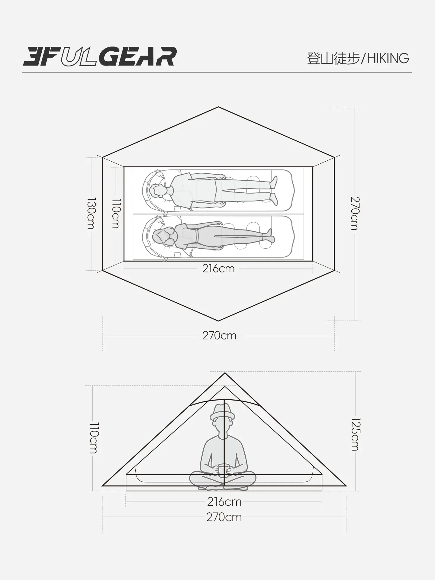 3F UL GEAR 2026 LAN SHAN2,2-Person Camping Mosquito repellent Tent 3-4-Season 15D Silnylon Ultralight Outdoor Hiking Double Laye view 4