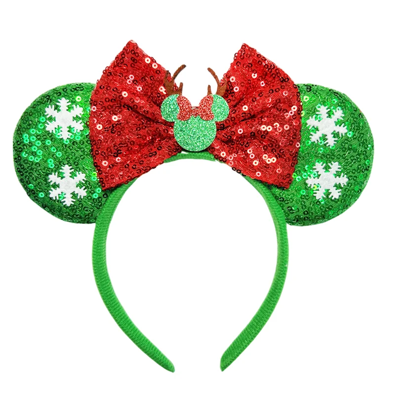 2024 Newest Mickey Mouse Ears Headband Christmas Festival Party Sequins Bow Kid Adult Hairband Women Girl Hair Accessories Gift