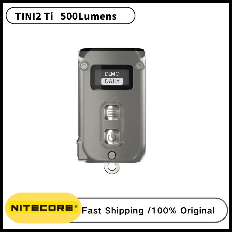 Титановый умный двухъядерный ключ NITECORE TINI2 Ti 500 люмен, быстрая зарядка с USB Type-C.