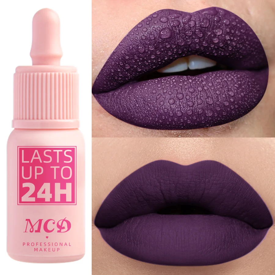 Veludo lábio esmalte batom líquido creme produto de maquiagem feminina nude fosco roxo pigmento à prova dwaterproof água longa duração lábio matiz pasta