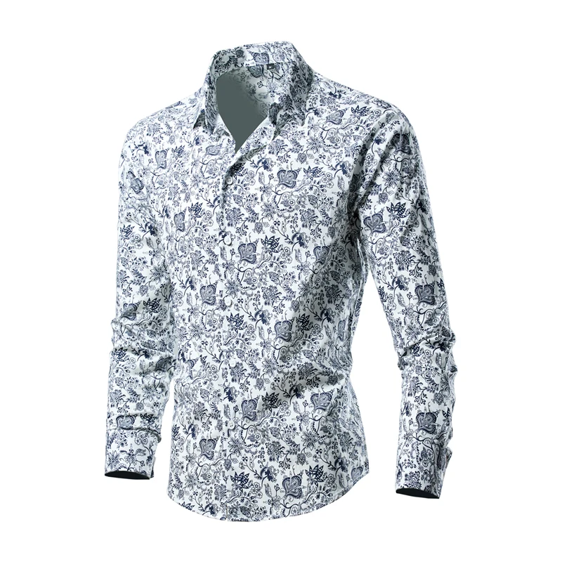 High quality 100% cotton Hawaiian Shirt Beach Sun Casual Slim Fashion men\'s shirt Fashion Long sleeve shirt Floral shirt