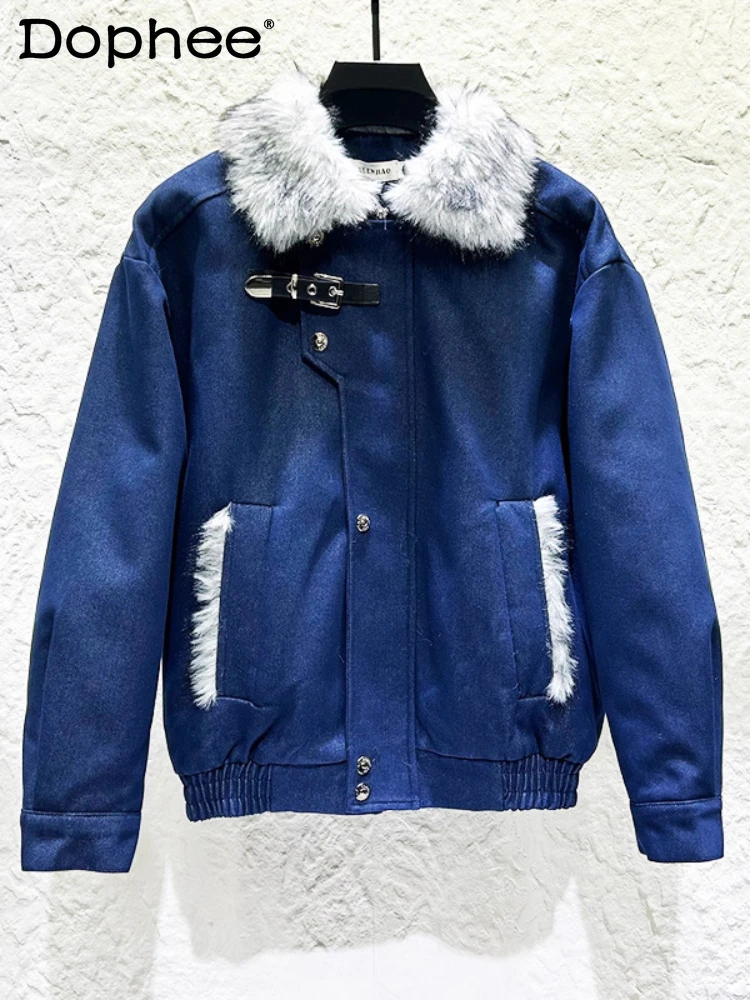 2025 Men's Winter New Warm Thickened Faux Fur Collar Parkas Men's Trendy Retro Stylish Parkas Jacket Long Sleeve Outerwear Coats