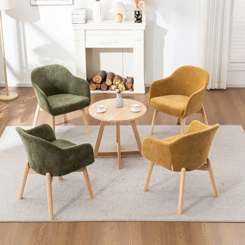 Japandi Wabi Sabi Chenille Upholstered Dining Chair Wrap Curved Armrest Bedroom Dressing Table Reading Accent Chair
