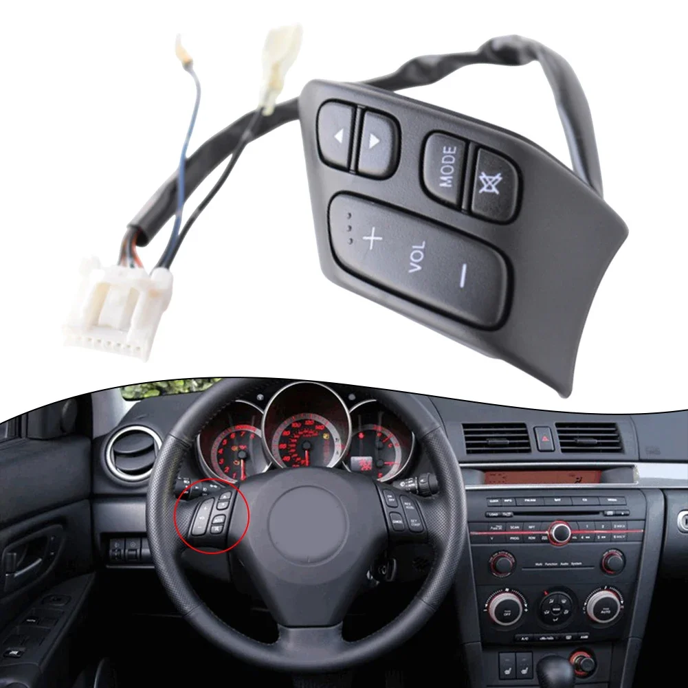 

1pcs Black Multi-function Audio Button Switch Left Side Car Steering Wheel 153769 For Mazda 3 5 2005-2009 Interior Part