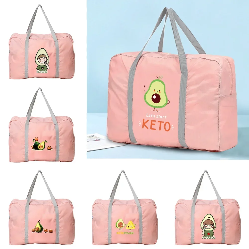 Boston Bag Duffle Bag Foldable Handbags Clothes Organizer Avocado Pattern Luggage Large Capacity Travel Storage Zipper Bags