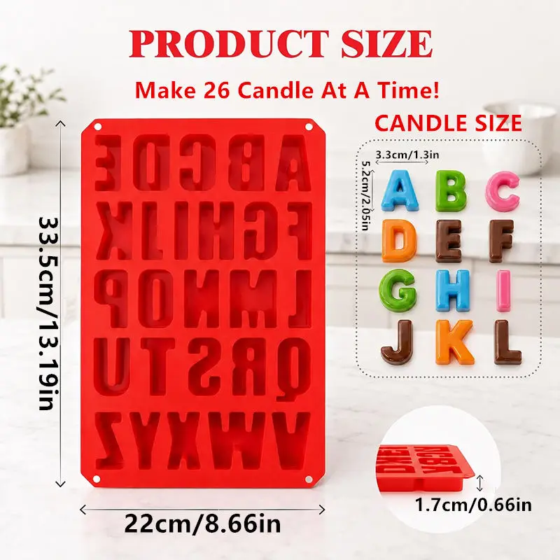 Alphabet Letter Silicone Candle Mold, 26 Capital Letters DIY Casting Mould Candle Epoxy Resin Plaster Craft Making Home Decor Gi