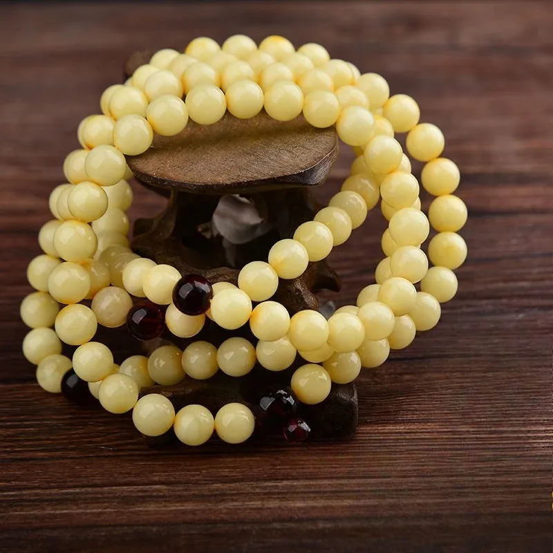 

Beeswax Bracelet 108 Beads Honey Chicken Oil Yellow Necklace Bracelet