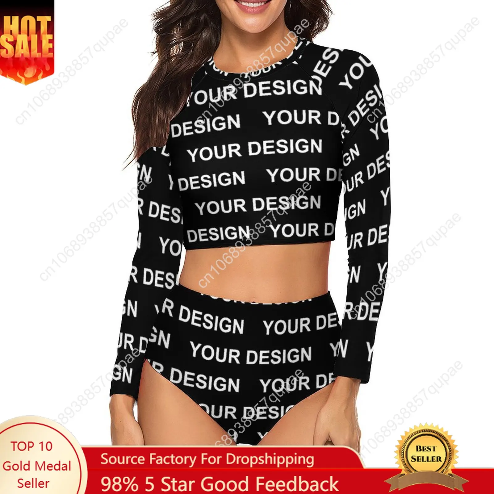 

Add Design Customized Bikini Swimsuit Sexy Custom Made Your Image Long Sleeve Bikini Set Female 2 Piece Swimwear Sport Swimsuits