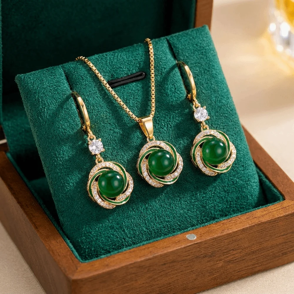 Daily Versatile Zircon Jewelry Sets Dainty Elegant Imitation Pearl Jewelry Sets Trendy Shining Necklace Earrings Sets Party