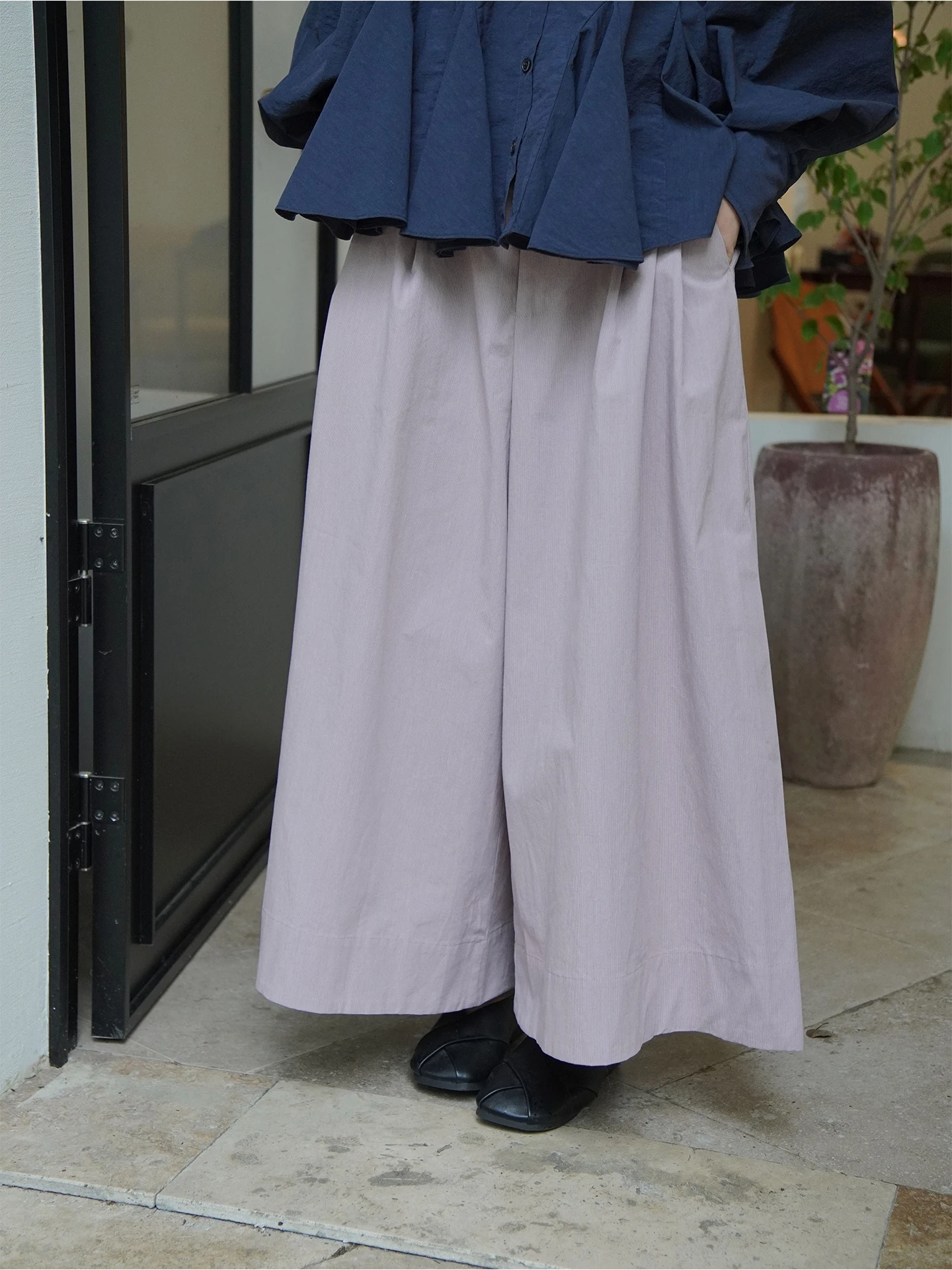 

Loose Wide Leg Pants Simple Ba Elastic Waist for Pear ape Body Slimming Casual Cotton Trousers Ladies Faion