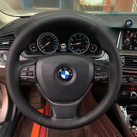 자동차 핸들 커버 브레이드 인조 가죽 BMW F10 520i 528i 730Li 740Li 750Li 스티어링 휠 커버 랩 액세서리