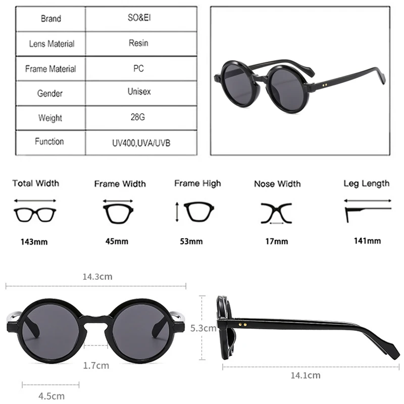 SO&EI Retro okrągłe Punk damskie okulary przeciwsłoneczne moda podwójny kolor gradientowe odcienie UV400 męskie nity okulary przeciwsłoneczne — zdjęcie 6