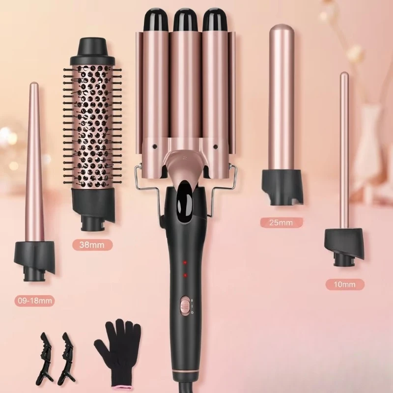 Multi-size electric curling iron set Tourmaline ceramic 150/210C automatic locking Portable home hotel global