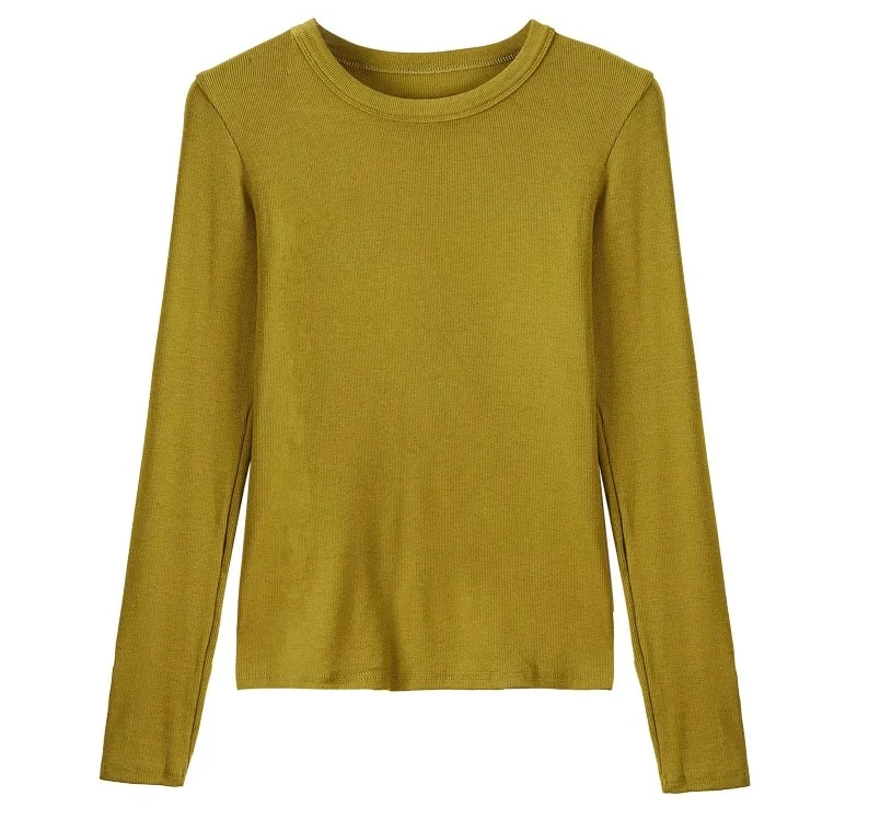 

Autumn Winte Fashion Korean Long Sleeve Bottoming Shirts Solid High Strecth Slim Fit Undershirt