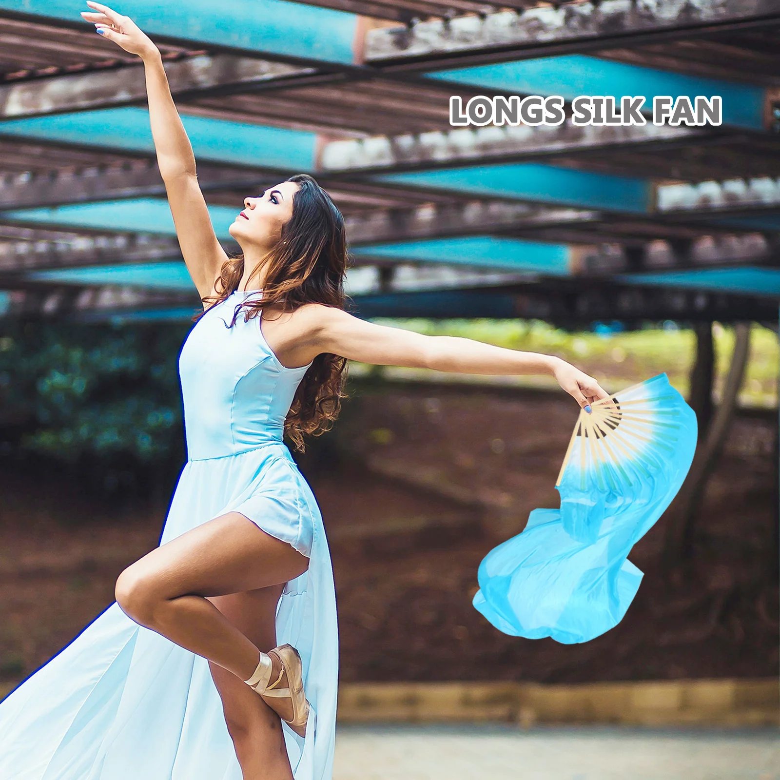 

1Pair Belly Dancing Fans Long Folding Fan Veil Safe Material Dance Folding Fan for Stage Performance Dancing Fans