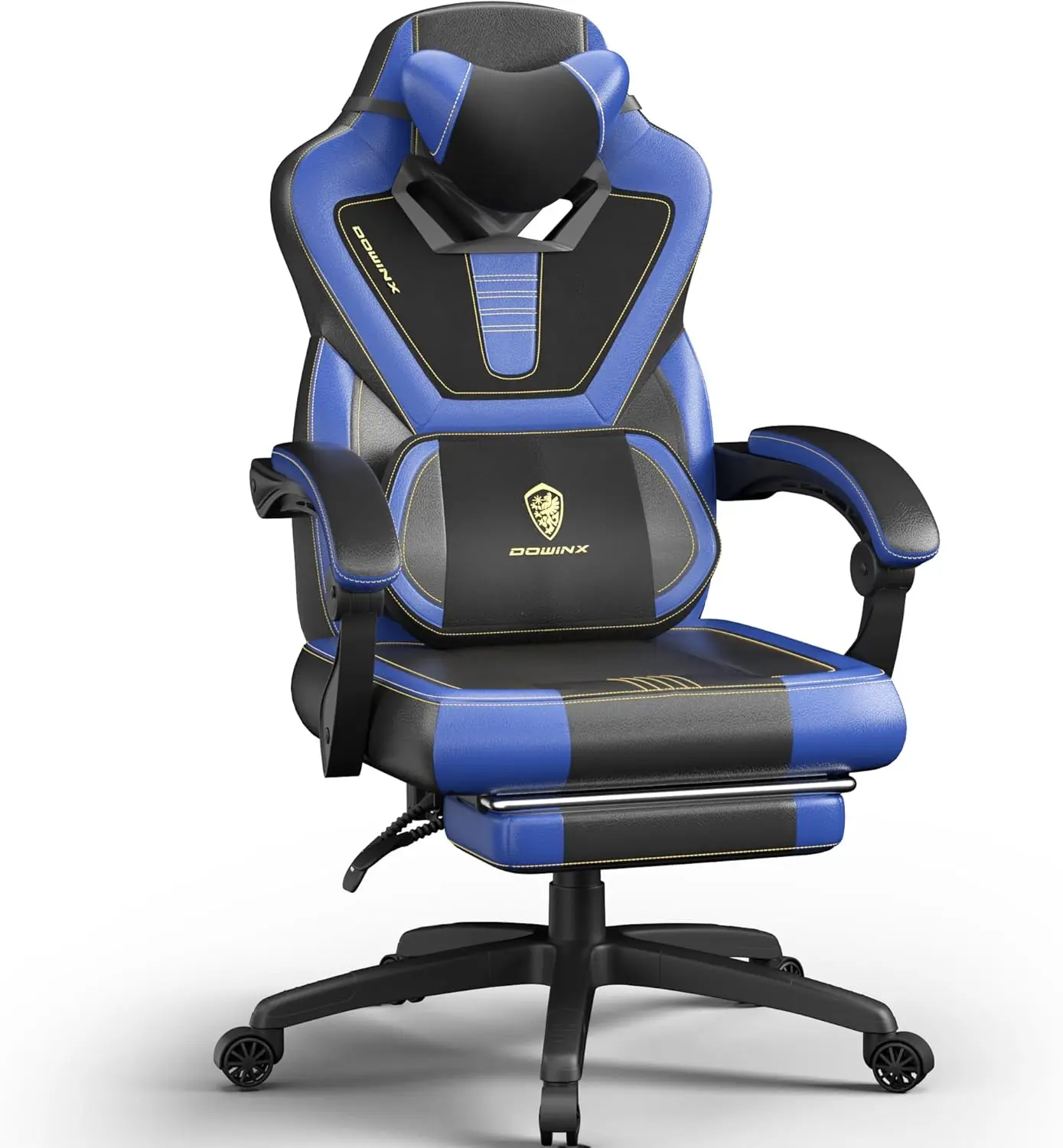 Gaming Chair with Footrest, Big and Tall Gaming Chair for Heavy People, Gamer Chair for Adult with Massage (Blue)