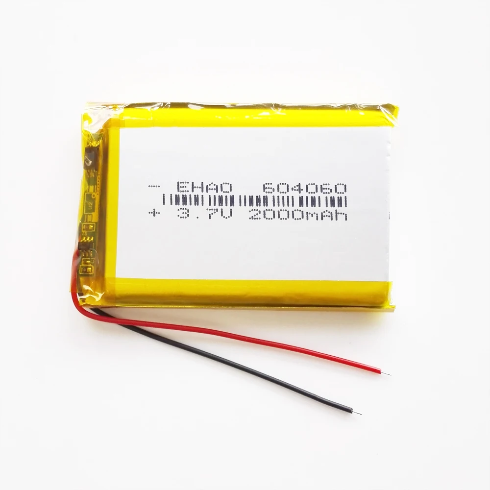 3.7V 2000mAh 604060 litowo-polimerowa LiPo akumulator komórki do Mp3 DVD PAD kamera głośnik rejestrator GPS DV 6*40*60mm