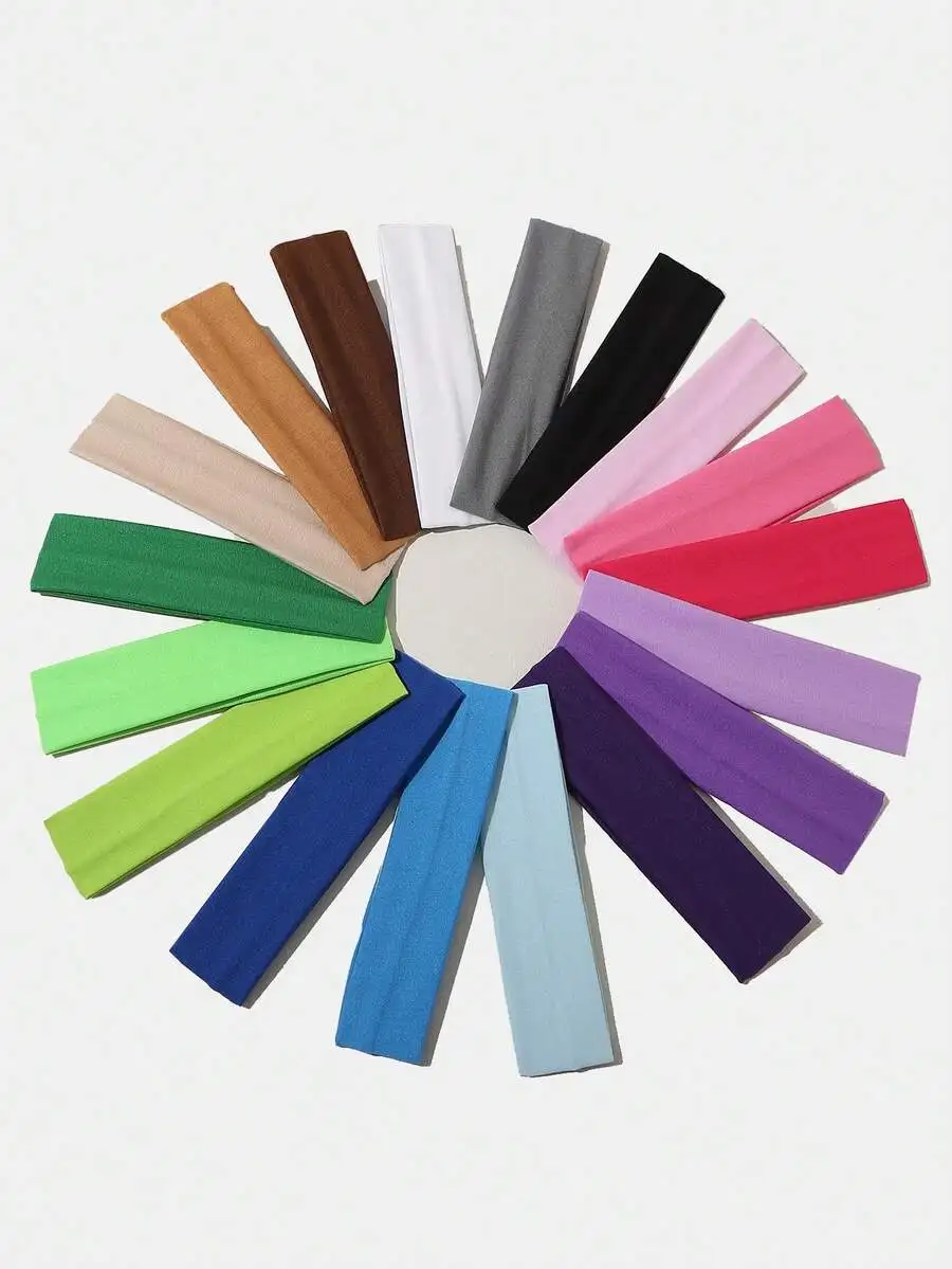 

Colorful Casual Headband 18Pcs Set Elastic Turban Sweatband Girls Hair Accessories For Sports Daily Christmas Use