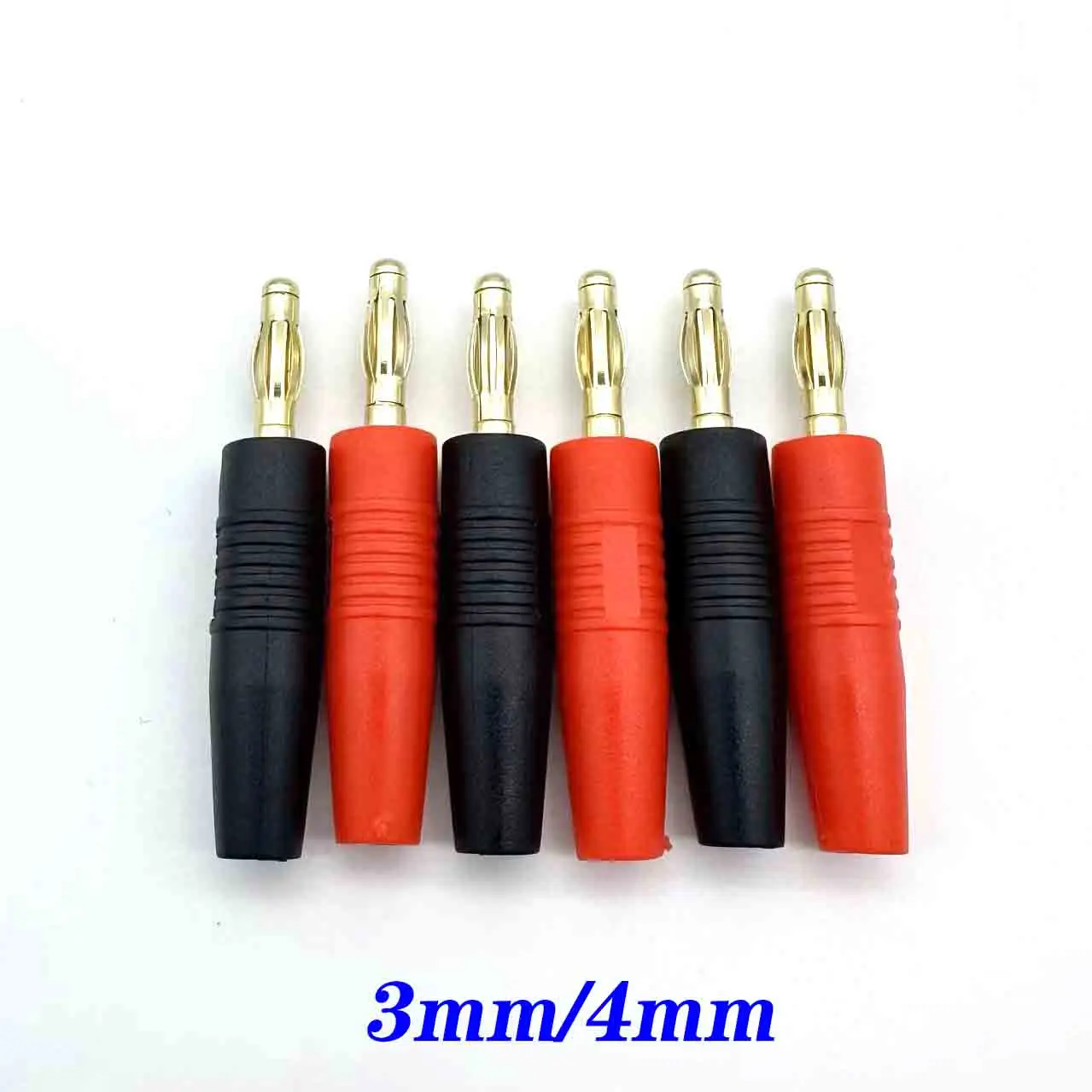 3mm 4mm Red and Black Wire Solder Type Gold Plate Male Banana Plug Connector