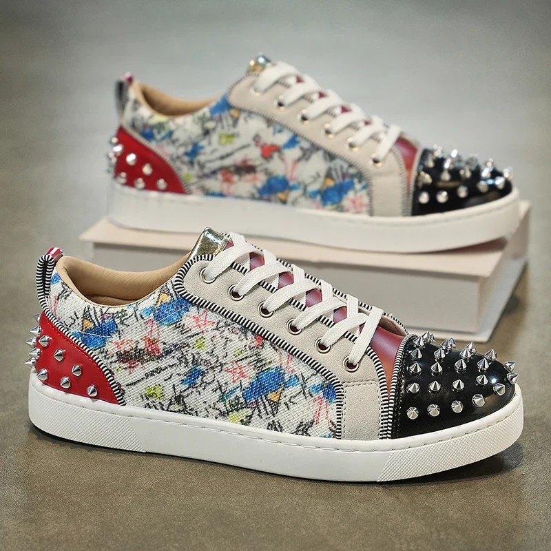 

Fashion Printing Flat Men's Shoes 2025 Autumn New Men Casual Shoes Retro Comfortable Breathable Non-slip Sports Sneakers For Man