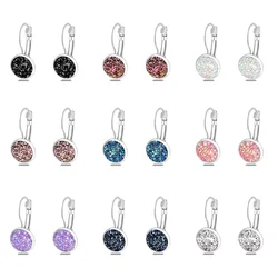 Simplee Korean Fashion Earrings with Round Stone for Women Silver Color Hanging Earing 2023 Trend Jewelry K-pop Accessories